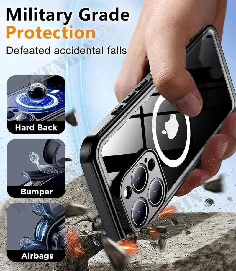 IP68 Waterproof Case for Iphone 17 16 15 Pro Max plus Full Body Protective Cover Swim Underwater Diving Magsafe Magnetic Fundas